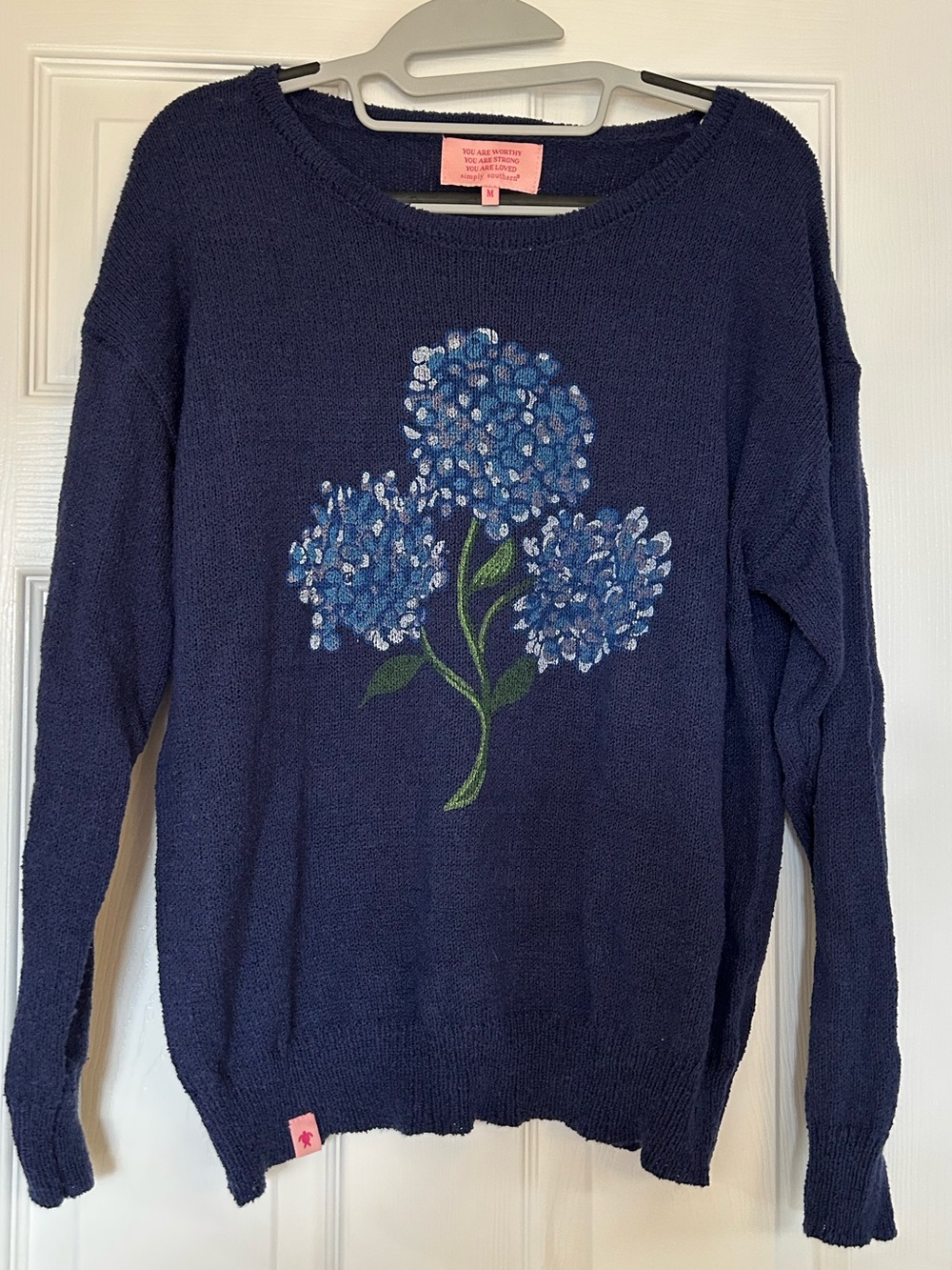 Simply Southern Navy Blue Hydrangea Crewneck Sweater